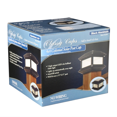 Classy Caps 4x4 Black Aluminum Colonial Solar Post Cap SLO88