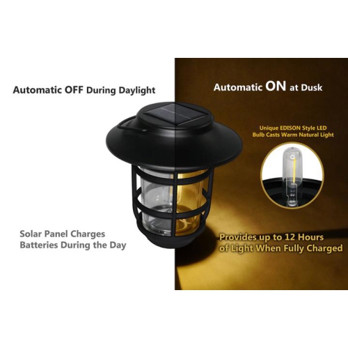 Classy Caps Black Aluminum Nottingham Solar Hanging Coach Light SHW553