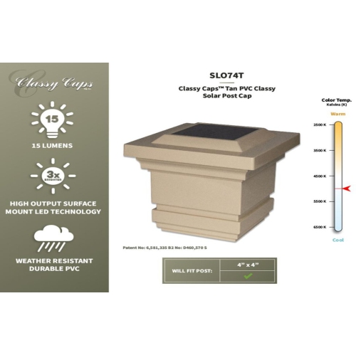 Classy Caps 4x4 Tan PVC Classy Solar Post Cap SLO74T