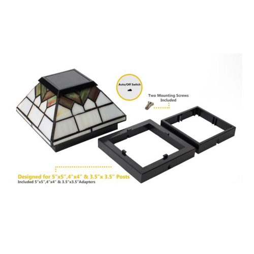 Classy Caps 5x5-4x4-3.5x3.5 Stained Glass Wellington Solar Post Cap WG322