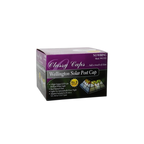 Classy Caps 5x5-4x4-3.5x3.5 Stained Glass Wellington Solar Post Cap WG322