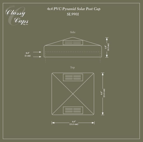 Classy Caps 4x4 White PVC Pyramid Solar Post Cap SL9901