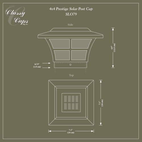 Classy Caps 4x4 Copper Plated Prestige Solar Post Cap SLO79C