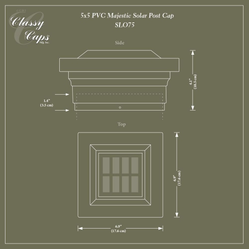 Classy Caps 5x5 White PVC Majestic Solar Post Cap SLO75W