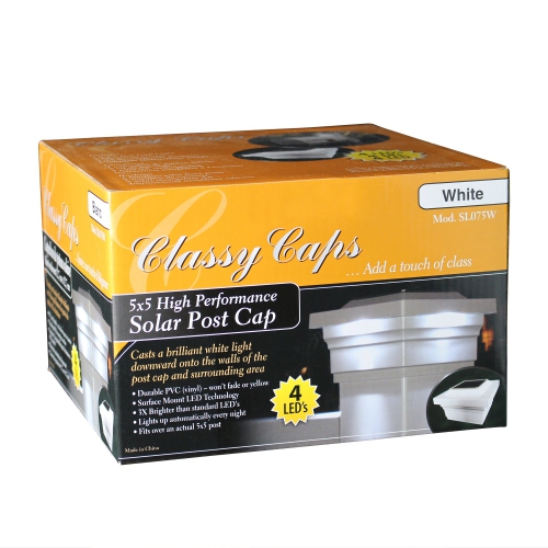 Classy Caps 5x5 White PVC Majestic Solar Post Cap SLO75W