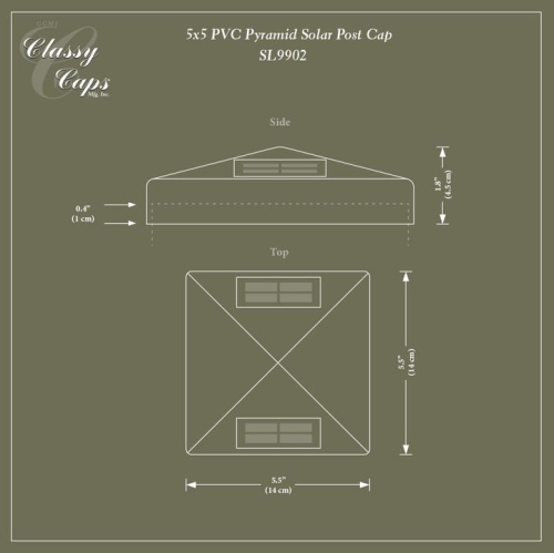 Classy Caps 5x5 White PVC Pyramid Solar Post Cap SL9902