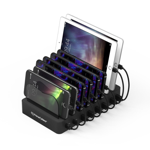 PRIMECABLES  75W 8-Ports Dual USB-C Pd20W 6 USB-A Smart Charging Stand Station