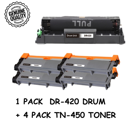 Bestoner™ Brother 1Drum + 4 Toner DR420/DR-420/TN450/tn-450/tn420 Compatible Brother DCP-7060D DCP-7065 HL-2220 HL-2230 HL-2240 HL-2250DN HL-2242D