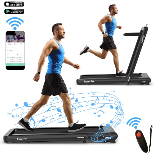 SuperFit 4.75HP 2 In 1 Folding Treadmill W/Remote APP Control Bluetooth