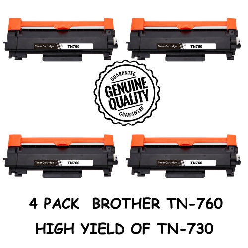 Bestoner™ 4 PK Brother TN760/TN-760/tn760/tn 760/tn730 Compatible Black Toner Cartridge Brother DCP-L2550 HL-L2350DW L2370DW L2390DW MFC-L2710DW