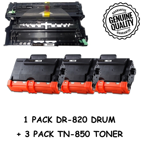Bestoner™ Brother 1Drum + 3 Toner DR820/DR-820/TN850/tn-850/tn850/tn820 Compatible Brother HL-L6200 L6300 L5100 MFC-L5700 L5800 L6800 DCP-5500 L5600