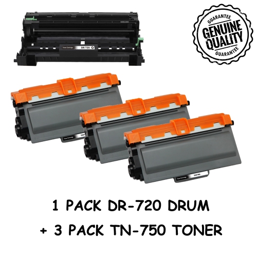 Bestoner™ Brother 1Drum + 3 Toner DR720/DR-720/TN750/tn-750/tn750/tn720 Compatible Brother HL-5440 HL-5450 HL-6180 DCP-8110 DCP-8150 MFC-8510