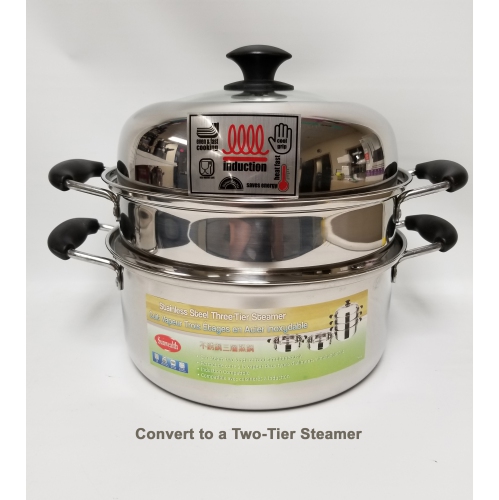 Sunwealth Étuveuse pour conserve à trois niveaux, en acier inoxydable de 26 cm de diamètre.