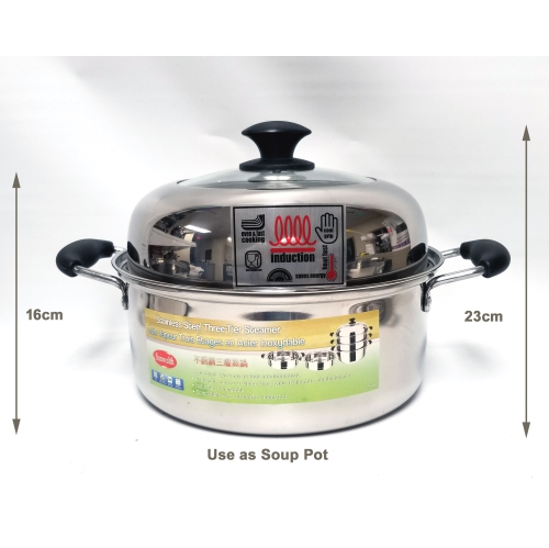 Sunwealth Étuveuse pour conserve à trois niveaux, en acier inoxydable de 26 cm de diamètre.