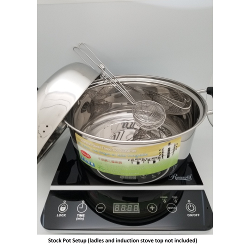 Sunwealth Étuveuse pour conserve à trois niveaux, en acier inoxydable de 26 cm de diamètre.