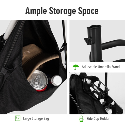 Goplus Folding 3 Wheels Golf Push Cart W/Seat Scoreboard Adjustable Handle