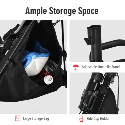 Goplus Folding 3 Wheels Golf Push Cart W/Seat Scoreboard Adjustable Handle