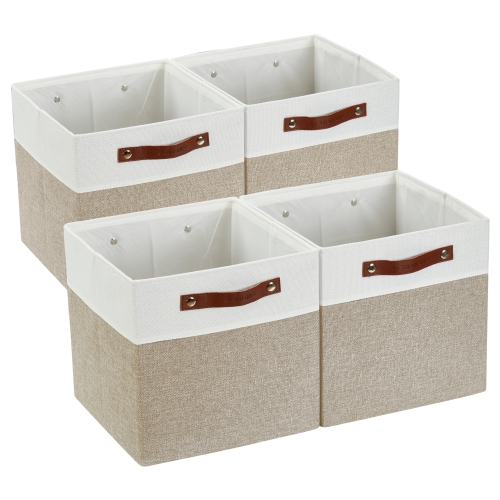 DECOMOMO  Foldable Storage Bin [4-Pack] Collapsible Sturdy Cationic Fabric Storage Basket Cube W/handles for Organizing Shelf Nursery