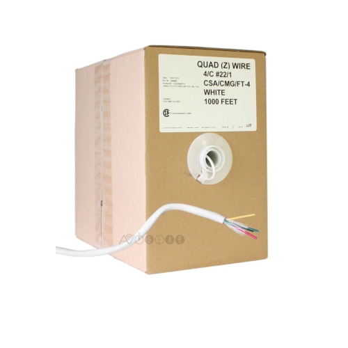Truarmed 22AWG 4 Conductor White Quad Alarm Cable