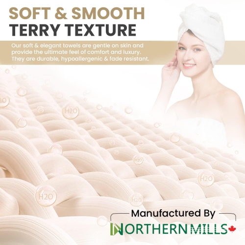 Canadian Linen Luxury Beige Bath Towel Set, 4 Pieces Bathroom Towels 27"x54" Soft Absorbent 600 GSM Turkish Cotton Towel Quick Dry Hair Towels Fade