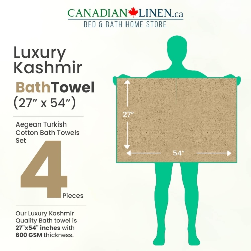 Canadian Linen Luxury Beige Bath Towel Set, 4 Pieces Bathroom Towels 27"x54" Soft Absorbent 600 GSM Turkish Cotton Towel Quick Dry Hair Towels Fade