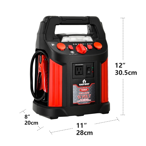 Costway Jump Starter Air Compressor Power Bank Charger w/ LED Light & DC Outlet