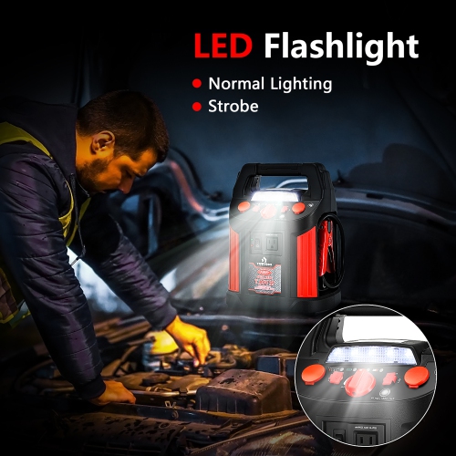 Costway Jump Starter Air Compressor Power Bank Charger w/ LED Light & DC Outlet