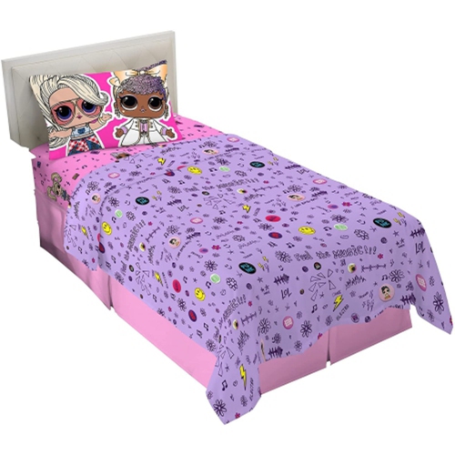 L.O.L. Surprise Bedding Sheet Twin Sheet Set with Comforter Twin Bed in Bag 4 Pieces Set for Kids