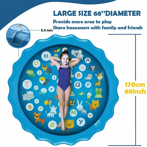 ISTAR Splash Pad Sprinkler For Kids And Wading Pool For Learning Children’s Sprinkler Pool Inflatable Water Toys “From A To Z” Outdoor Swimming Pool