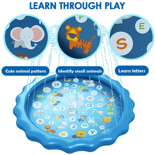 ISTAR Splash Pad Sprinkler For Kids And Wading Pool For Learning Children’s Sprinkler Pool Inflatable Water Toys “From A To Z” Outdoor Swimming Pool