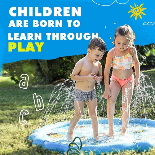 ISTAR Splash Pad Sprinkler For Kids And Wading Pool For Learning Children’s Sprinkler Pool Inflatable Water Toys “From A To Z” Outdoor Swimming Pool