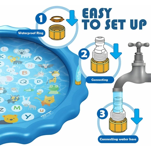 ISTAR Splash Pad Sprinkler For Kids And Wading Pool For Learning Children’s Sprinkler Pool Inflatable Water Toys “From A To Z” Outdoor Swimming Pool