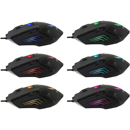 PUREX Technology 8200 DPI High Precision Programmable Wired Laser Gaming Mouse, 8 Programmable Buttons, 6 DPI Settings, 6 Color Led Indicating