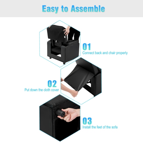 Gymax Deluxe Padded Kids Sofa Armchair Recliner Headrest Children w/ Storage Arm Black