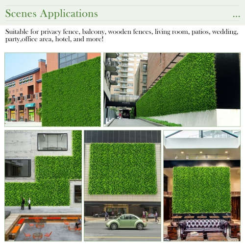 Gymax 12PCS 16x24inch Artificial Eucalyptus Hedge Plant Privacy Fence Panels