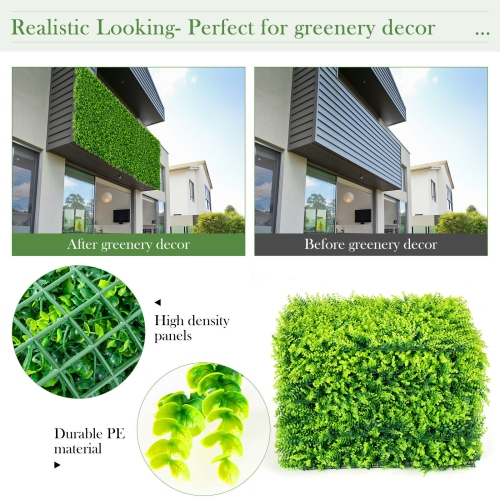 Gymax 12PCS 16x24inch Artificial Eucalyptus Hedge Plant Privacy Fence Panels