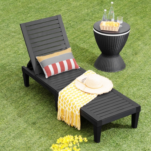 Gymax Set of 2 Patio Outdoor Chaise Lounge Chair Recliner w/ Adjustable Backrest