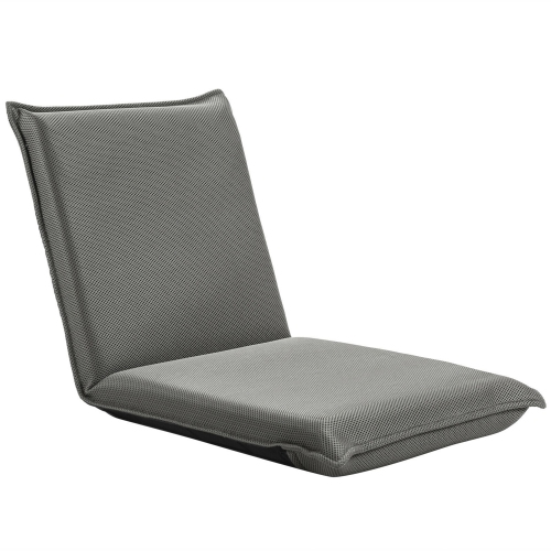 Fauteuil de plancher ajustable à 6 positions et rembourré avec sofa Lazy repliable gris de Gymax