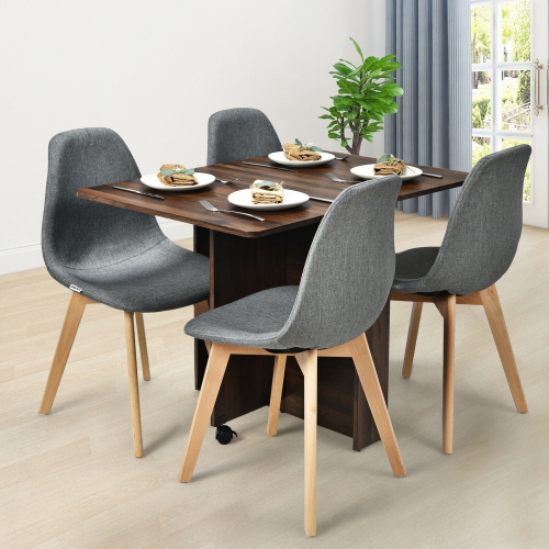Gymax 5pcs Dining Table Set Folding Drop Leaf Table and 4 Chairs Space Saving