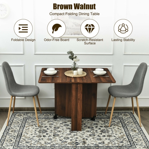 Gymax 5pcs Dining Table Set Folding Drop Leaf Table and 4 Chairs Space Saving