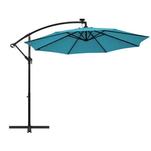 Gymax 10ft Solar Patio Umbrella Outdoor Offset Hanging Umbrella w/ 40 LED Lights
