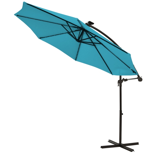 Gymax 10ft Solar Patio Umbrella Outdoor Offset Hanging Umbrella w/ 40 LED Lights