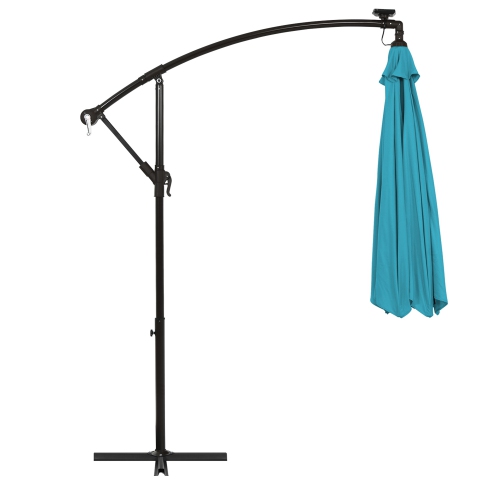 Gymax 10ft Solar Patio Umbrella Outdoor Offset Hanging Umbrella w/ 40 LED Lights