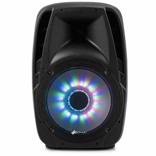 Gymax Portable 15'' 1500W 2-way Powered Speaker Stand w/ Illuminating Light