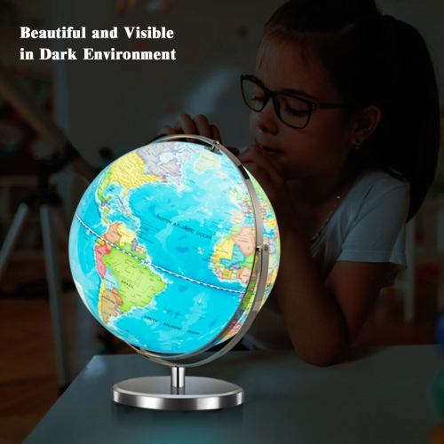 Gymax 13" Illuminated World Globe 720 Degree Rotating Education Cartography Map W/ LED