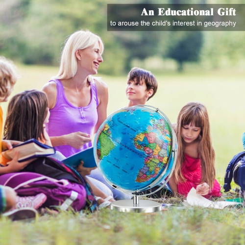 Gymax 13" Illuminated World Globe 720 Degree Rotating Education Cartography Map W/ LED