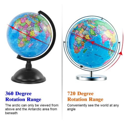 Gymax 13" Illuminated World Globe 720 Degree Rotating Education Cartography Map W/ LED
