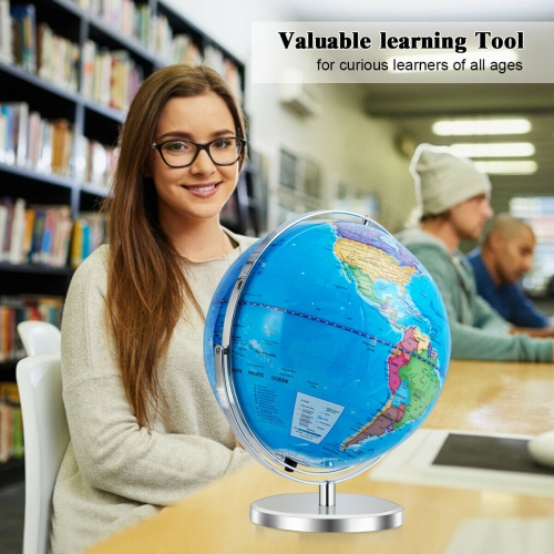 Gymax 13" Illuminated World Globe 720 Degree Rotating Education Cartography Map W/ LED