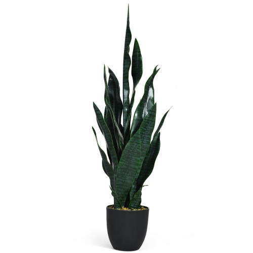 Gymax Artificial Snake Plant 35.5" Fake Sansevieria Indoor-Outdoor Decoration Green