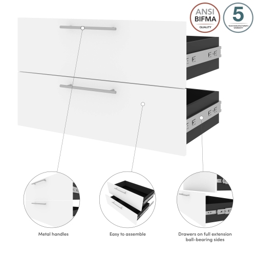 Orion 2 Drawer Set For Orion 30"W Shelving Unit - White & Walnut Grey